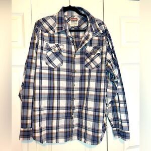 WRANGLER MENS PLAID PEARL BUTTON UP‎